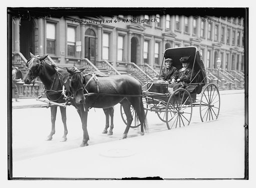 Miss J. Suffern and Frank Hiscock, in carriage, New York