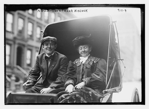 Miss J. Suffern and Frank Hiscock, in carriage, New York