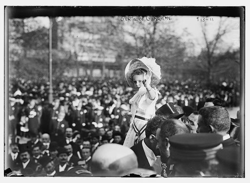 Gertrude Gahrman with crowd