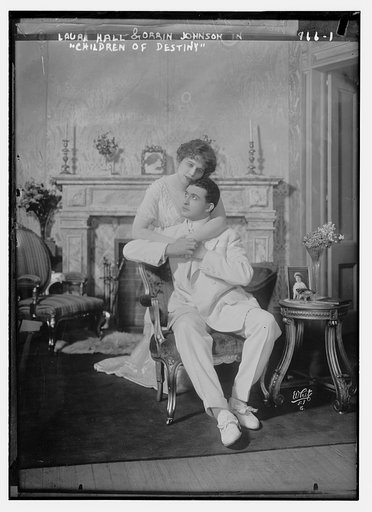 Laura Hall and Orrin Johnson embracing, scene form Children of Destiny, White Photo
