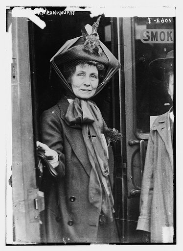 Mrs. Pankhurst in doorway