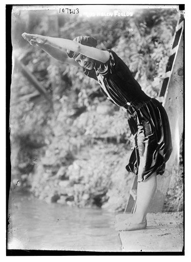 Miss Helen Foulds ready to dive into water