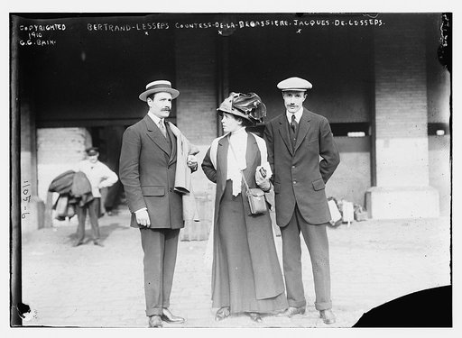 Bertrand Lesseps, Countess de la Bagassiere, and Jacque de Lesseps standing together