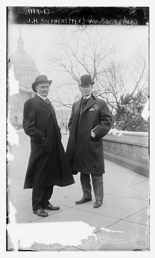J.H. Stephens (Tex.) and Wm. Sulzer (N.Y.) standing outside Capitol, Washington, DC