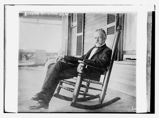 Sen. H.C. Lodge in rocker on porch