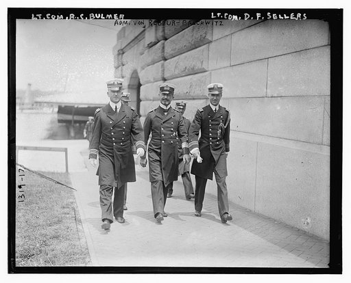 LCDR R.C. Bulmer, Adm. Von Rebeur-Paschwitz, LCDR D.R. Sellers