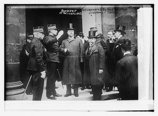 Roosevelt at the Invalides accompanied by Gen. Dalstein in France
