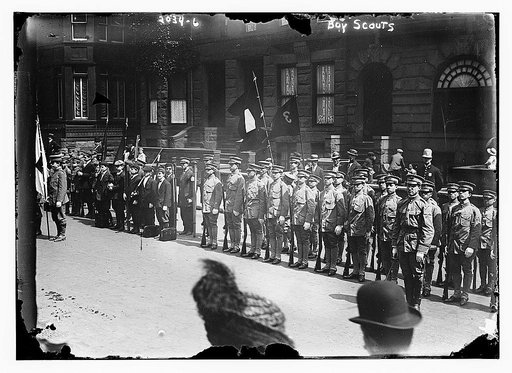 Boy Scouts.  Standing in formation.