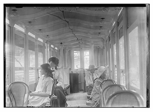 Interior of monorail car - City Island.