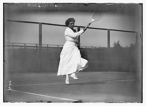 Miss E. Little playing tennis