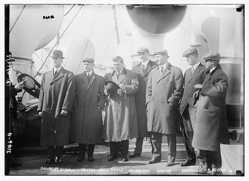 Jake Daubert, Josh Devore, Larry Doyle, Rube Marquard, Art Devlin, Fred Merkle, E.A.Devlin (baseball)