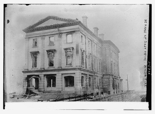 Remains of post office, Bangor fire