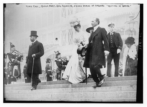 King Geo., Queen Mary, Earl Plymouth, Prince of Wales at opening "Festival of Empire"