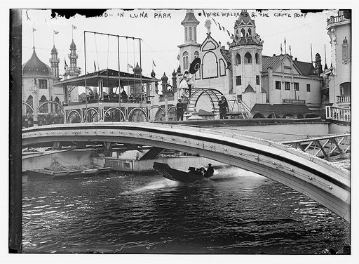 Coney Island, in Luna Park; Wire walkers & the Chute Boat