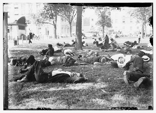 Battery Park on hot day