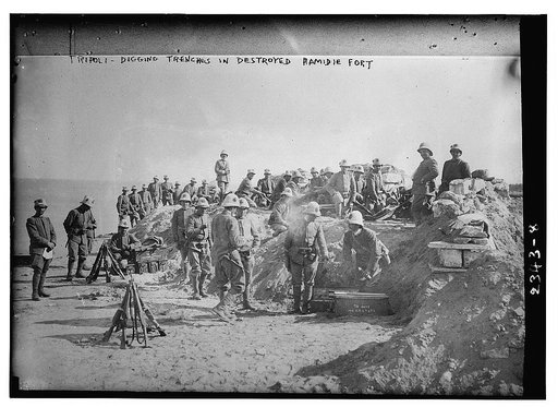 Tripoli - digging trenches in destroyed Hamidie Fort