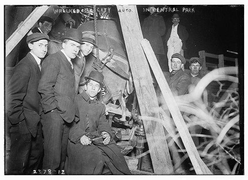 Wrecked city auto in Central Park