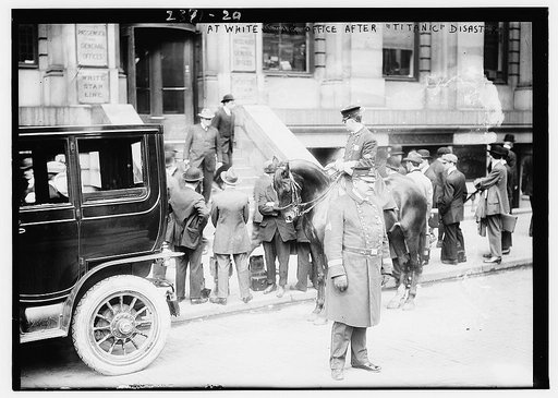 At White Star office after TITANIC disaster