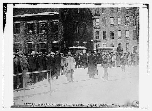 Lowell, Mass. - strikers before MERRIMACK MILL