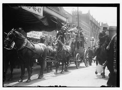 California delegates on stagecoach at the 1912 Republican National Convention held at the Chicago Coliseum, Chicago, Illinois, June 18-22, 1912