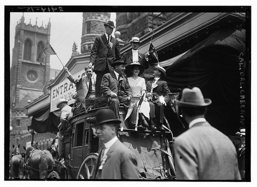 California delegates on stagecoach at the 1912 Republican National Convention held at the Chicago Coliseum, Chicago, Illinois, June 18-22, 1912
