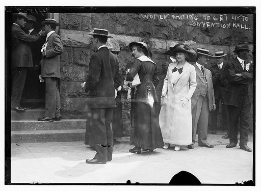 Women waiting to get into Convention Hall
