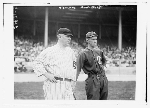 John McGraw, New York NL, (left) & Johnny Evers, Chicago NL, (right) at Polo Grounds, NY (baseball)
