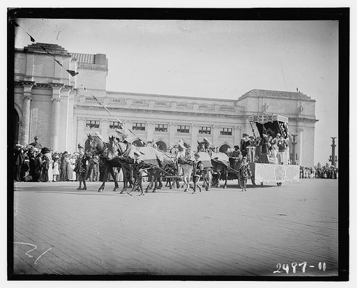 Knights of Columbus "Columbus before the King" float at the Columbus Fountain dedication ceremony, Union Station, Washington, D.C., June  8,1912