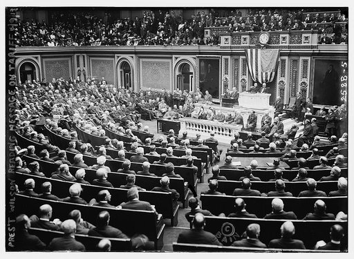 Pres. Wilson reading message on tariff to Congress, 4/9/13