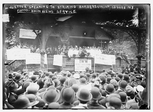 J.J. Ettor speaking to striking barbers -- Union Square, N.Y.