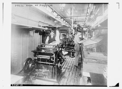 Press room on press car