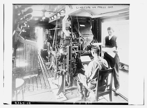 Linotype on press car