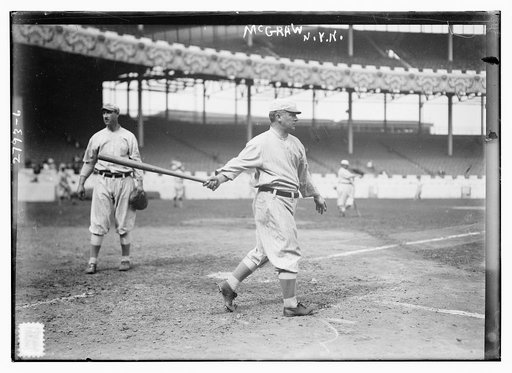 John McGraw, New York NL, with bat at Polo Grounds, NY (baseball)