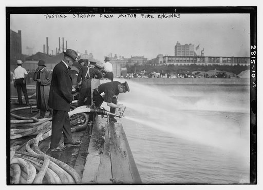 Testing stream from motor fire engines