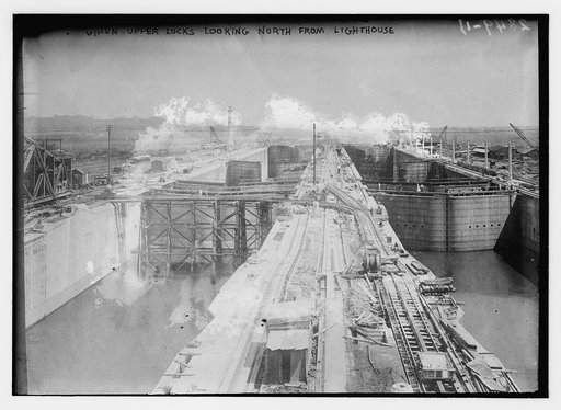Gatun upper locks looking north from lighthouse
