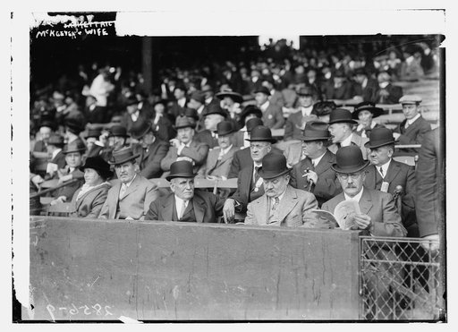 Baseball executives Edward J. McKeever (Brooklyn NL) and wife, Ben Shibe (Philadelphia AL), Garry Herrmann (Cincinnati NL), Joseph Flanner (Sec'y on Herrmann's Commission) (baseball)