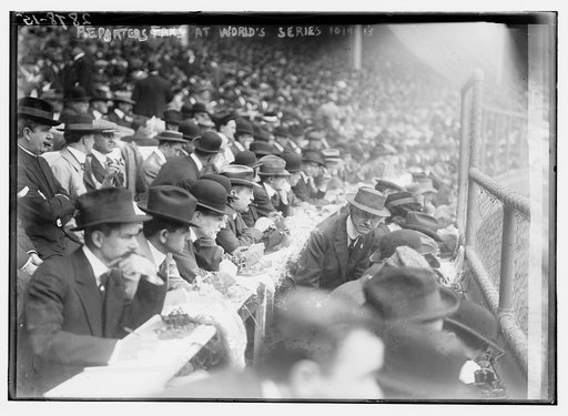 Reporters at Polo Grounds, New York, during 1913 World Series (baseball)
