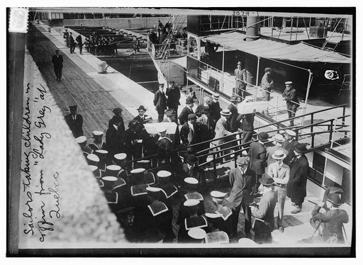 Sailors taking children in coffins from LADY GREY at Quebec