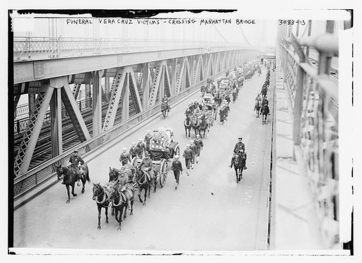 Funeral -- Vera Cruz victims--crossing Manhattan Bridge