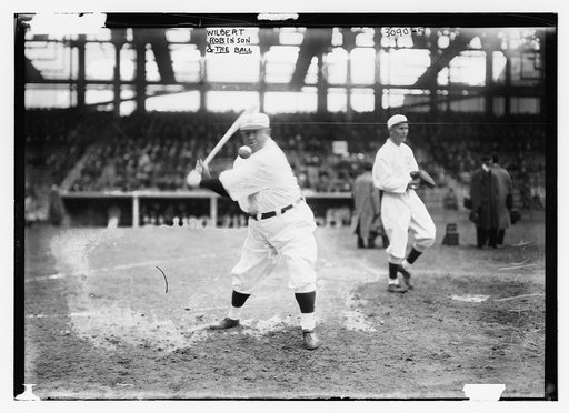 Wilbert Robinson, manager, hitting, and Bill Fischer catching, Brooklyn NL (baseball)
