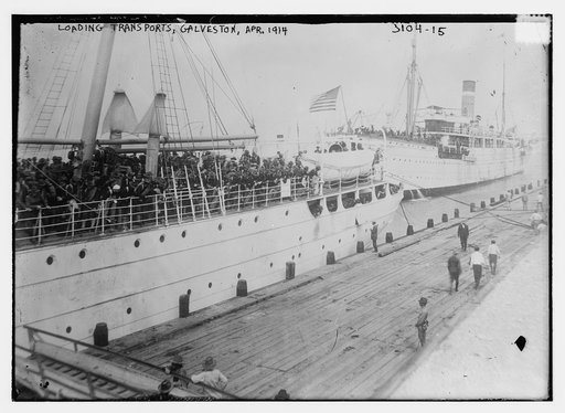 Loading transports, Galveston, Apr. 1914