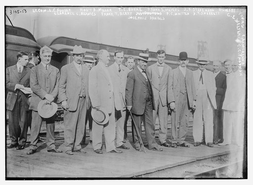 LT. Com. L.C. Fuller, Robt. A. Miller, T.C. Burke, Frank S. Meyers, J.A. Stevenson, Oglesby Young, C.L. McKenna, Clarence L. Reames, Frank T. Berry, F.C. Whitten, D.T. Sherbett, Josephus Daniels, C.E. Welter, C.C. Chapman