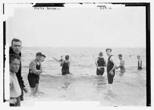 Water baseball [Men playing baseball in surf.] 27 July 1914
