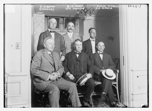 AL club presidents: Frank Navin, Detroit; Benjamin S. Minor, Washington; Frank Farrell, N.Y.; Charles Comiskey, Chicago; Ban Johnson AL President; Joseph Lannin, Boston (baseball)