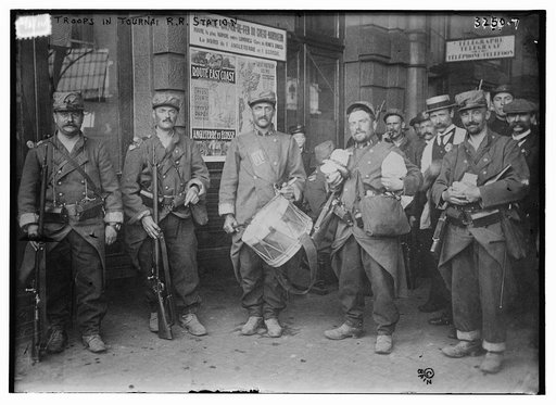 Troops in Tournai R.R. [i.e., railroad] station