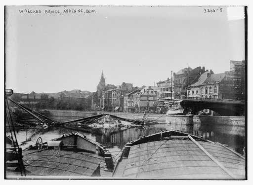 Wrecked bridge, Andenne, Belg. [i.e., Belgium