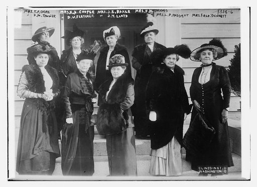 Mrs. T.P. Gore, Mrs. H.A. Cooper, Mrs. J.E. Baker [i.e., Raker], Mrs. F.M. Briggs, [Mrs.] H.M. Towner, [Mrs] D.U. Fletcher, [Mrs] J.T. Lloyd. Mrs. L.P. Padgett, Mrs. Fred. Dennett