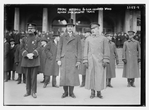Mayor Mitchell [i.e., Mitchel] & Gen. Leonard Wood review 30th Infantry