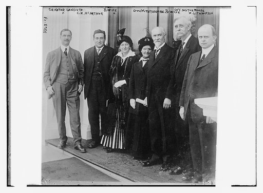 Sen. Languth [i.e. Langguth], C.N. McArthur & wife, Gov. Withycombe & wife, Chf. [i.e., Chief] Justice Moore, W.L. Thompson
