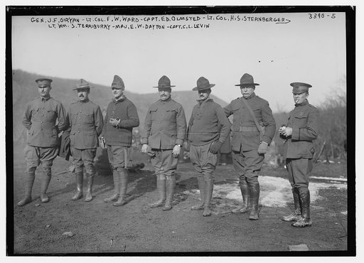 Gen. J.F. O'Ryan, Lt. Col. F.W. Ward, Capt. E.D. Olmstead, Lt. Col. H.S. Sternberger, Lt. Wm. S. Terriburry, Maj. E.W. Dayton, Capt. C. Levin